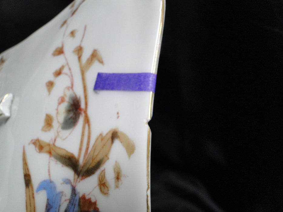 Marx & Gutherz 1537, Blue Flowers, Brown Leaves: Serving Bowl & Lid, As Is