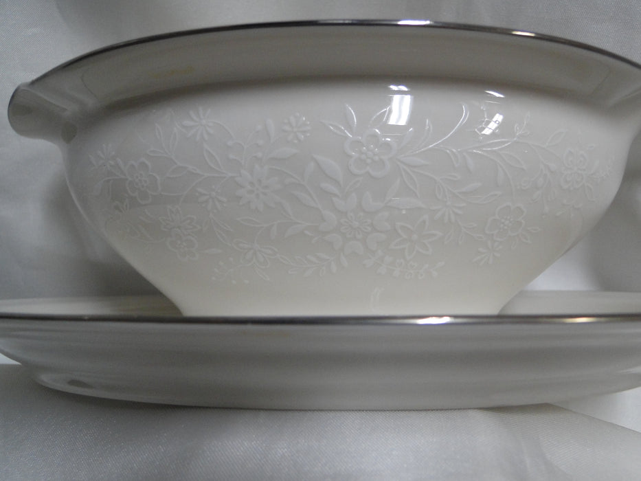 Noritake Affection, 7192, White Flowers: Gravy Boat w/ Attached Underplate