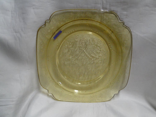 Federal Glass Madrid Amber, Etched: Square Luncheon Plate, 9", As Is