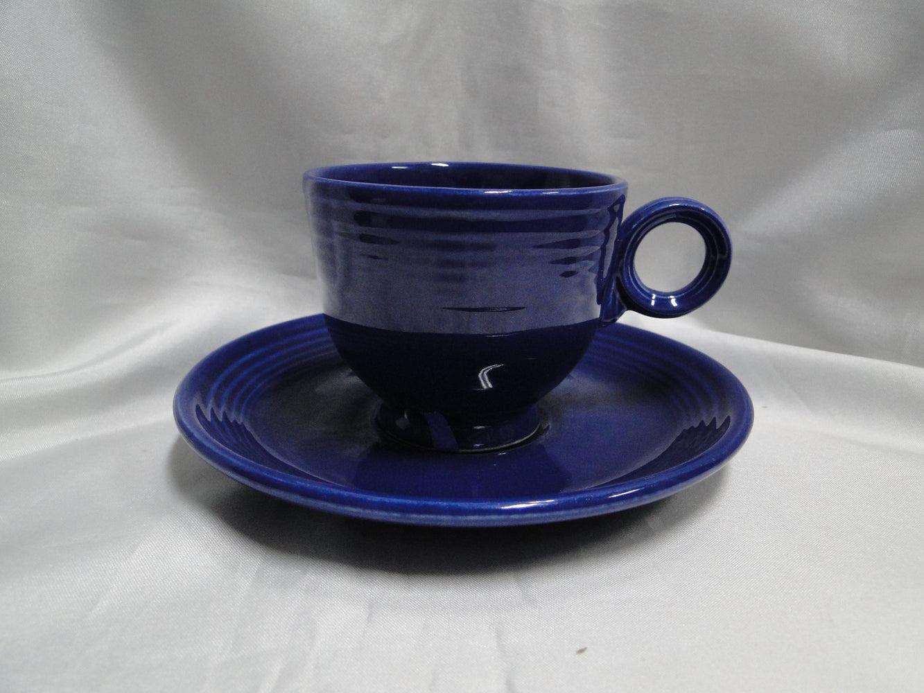 Fiesta: Cobalt Blue Cup & Saucer Set, 2 3/4" Tall, No Backstamp, Wear
