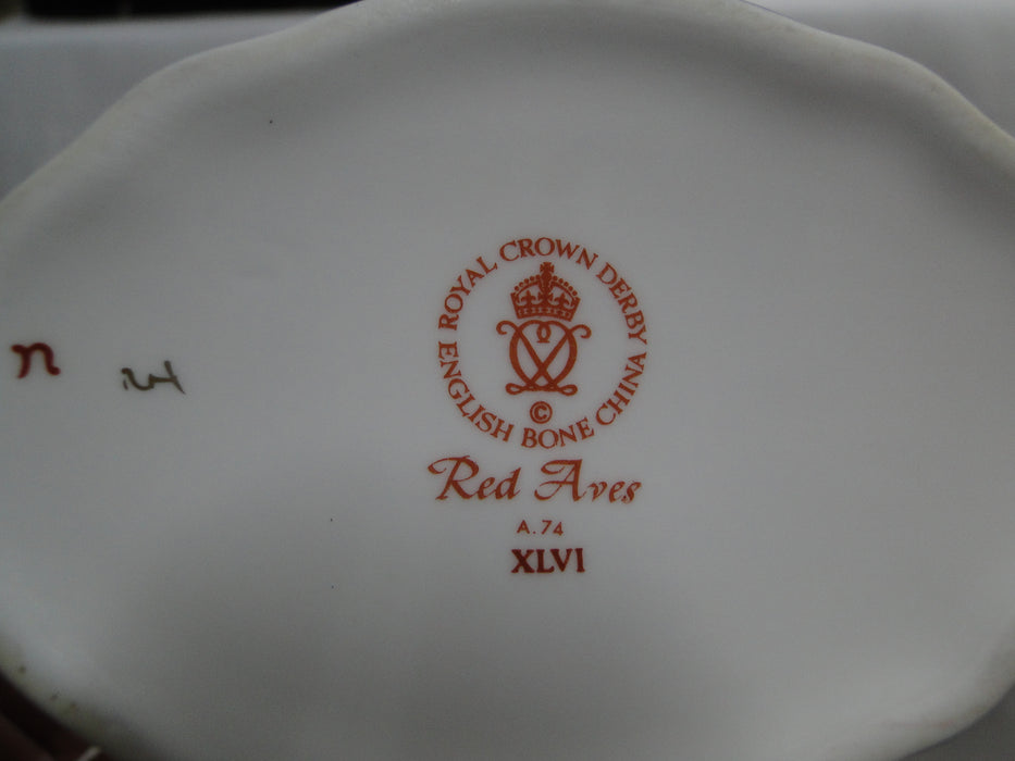 Royal Crown Derby Red Aves, Birds: Sugar Bowl w/ Handles, No Lid