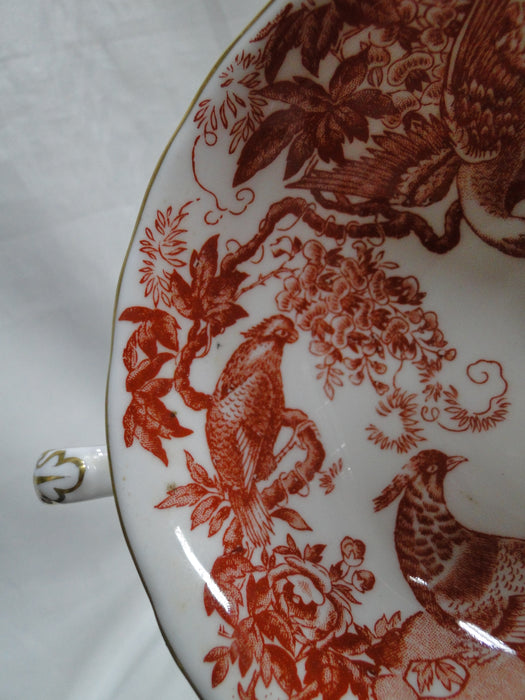 Royal Crown Derby Red Aves, Birds: Cream Soup Bowl & Saucer Set, 2" Tall