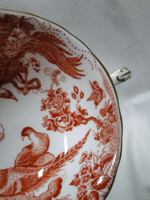 Royal Crown Derby Red Aves, Birds: Cream Soup Bowl & Saucer Set, 2" Tall