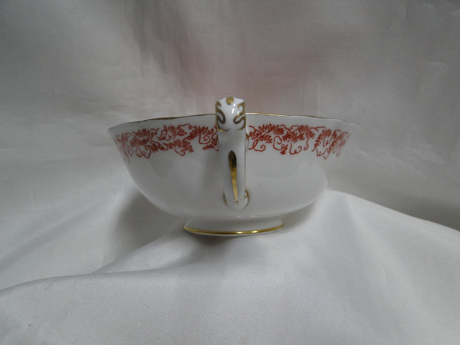Royal Crown Derby Red Aves, Birds: Cream Soup Bowl & Saucer Set, 2" Tall