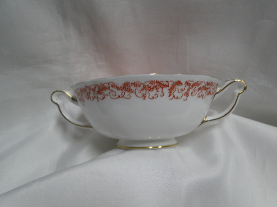 Royal Crown Derby Red Aves, Birds: Cream Soup Bowl & Saucer Set, 2" Tall
