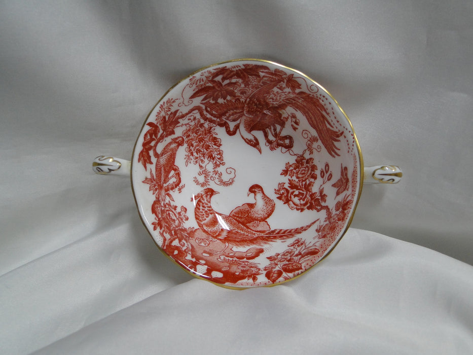 Royal Crown Derby Red Aves, Birds: Cream Soup Bowl & Saucer Set, 2" Tall