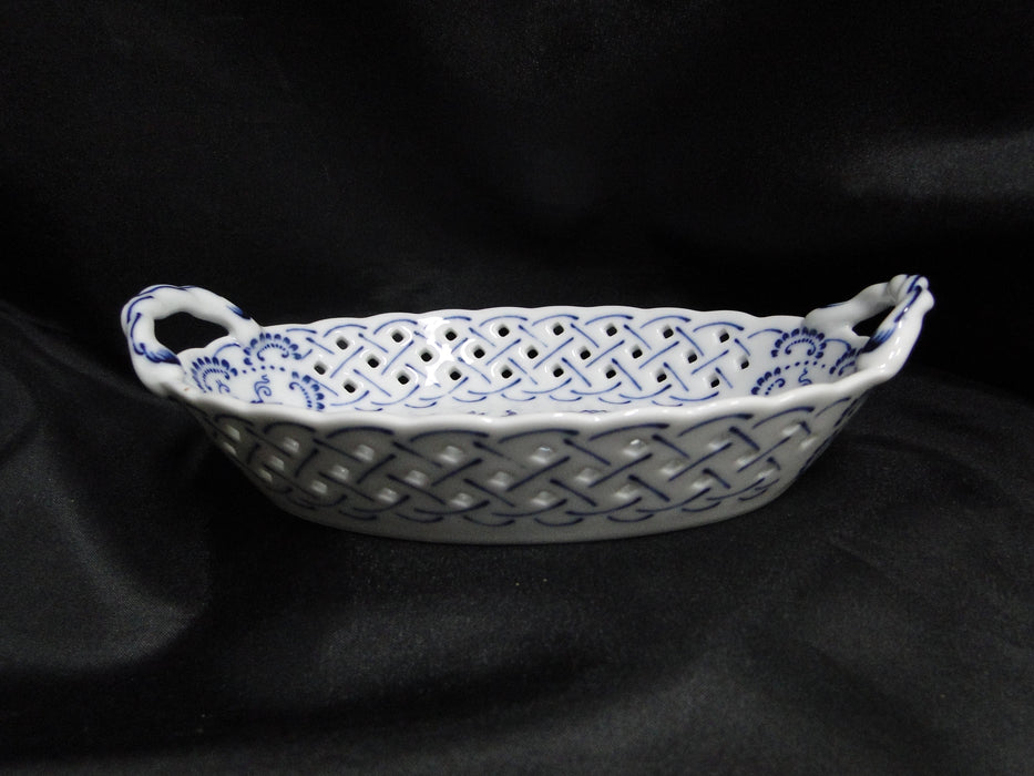 Blue Danube, Blue Onion: Pierced Basket w/ Handles, 7 3/4" x 4 7/8" x 1 1/2"