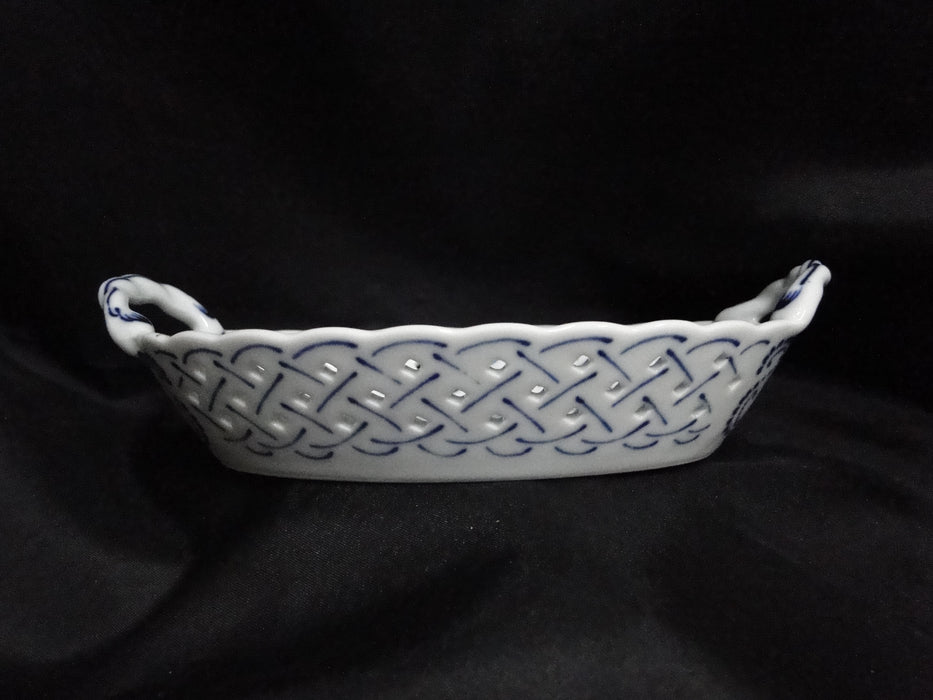 Blue Danube, Blue Onion: Pierced Basket w/ Handles, 7 3/4" x 4 7/8" x 1 1/2"