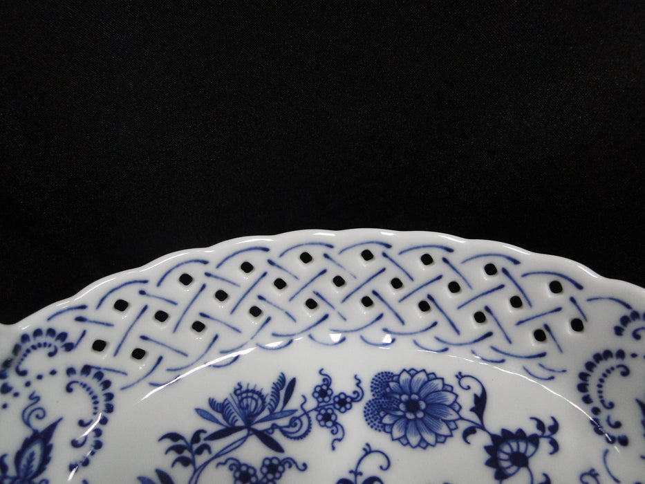 Blue Danube, Blue Onion: Pierced Basket w/ Handles, 7 3/4" x 4 7/8" x 1 1/2"