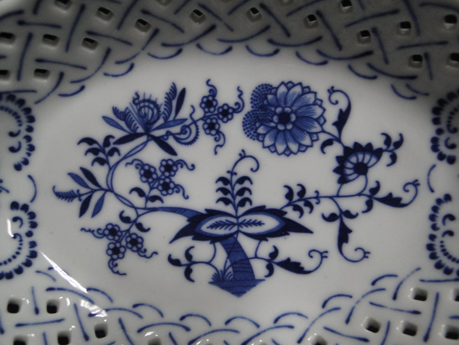 Blue Danube, Blue Onion: Pierced Basket w/ Handles, 7 3/4" x 4 7/8" x 1 1/2"