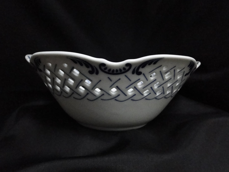 Blue Danube, Blue Onion: Pierced Serving / Fruit Bowl, 8 7/8" x 3 1/2" Tall