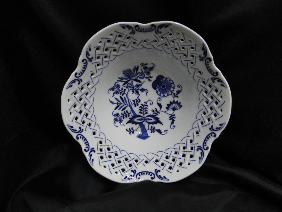 Blue Danube, Blue Onion: Pierced Serving / Fruit Bowl, 8 7/8" x 3 1/2" Tall