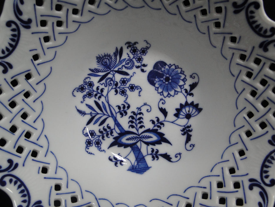 Blue Danube, Blue Onion: Pierced Serving / Fruit Bowl, 8 7/8" x 3 1/2" Tall