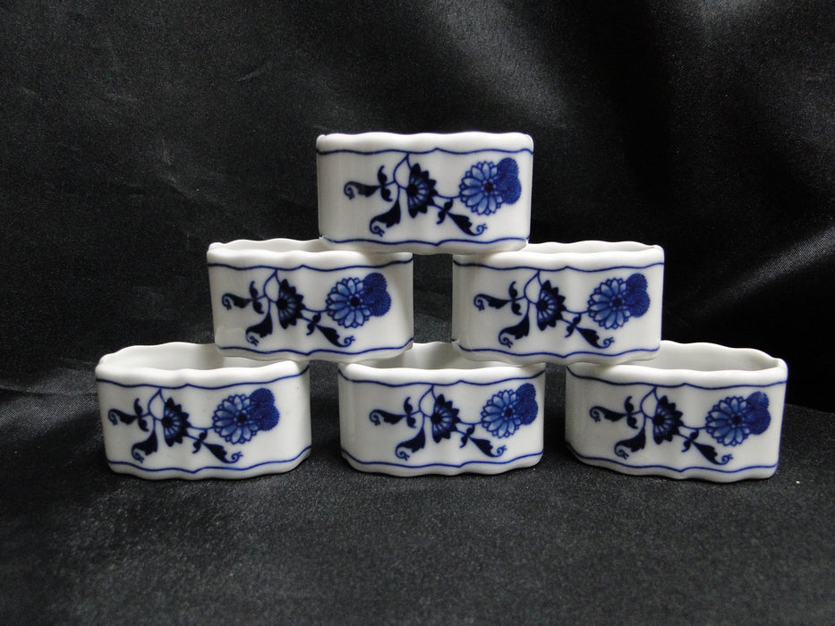 Blue Danube, Blue Onion: Set of Six Napkin Rings, 2 1/4" x 1 1/8" x 1 1/8" Tall