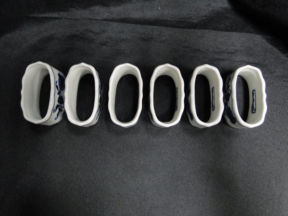 Blue Danube, Blue Onion: Set of Six Napkin Rings, 2 1/4" x 1 1/8" x 1 1/8" Tall