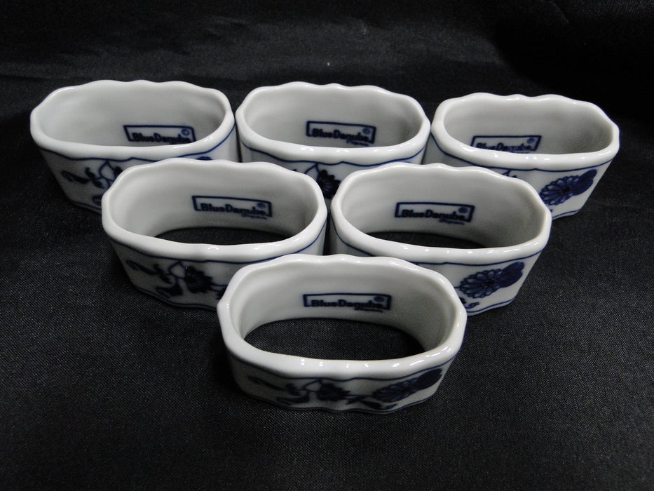 Blue Danube, Blue Onion: Set of Six Napkin Rings, 2 1/4" x 1 1/8" x 1 1/8" Tall