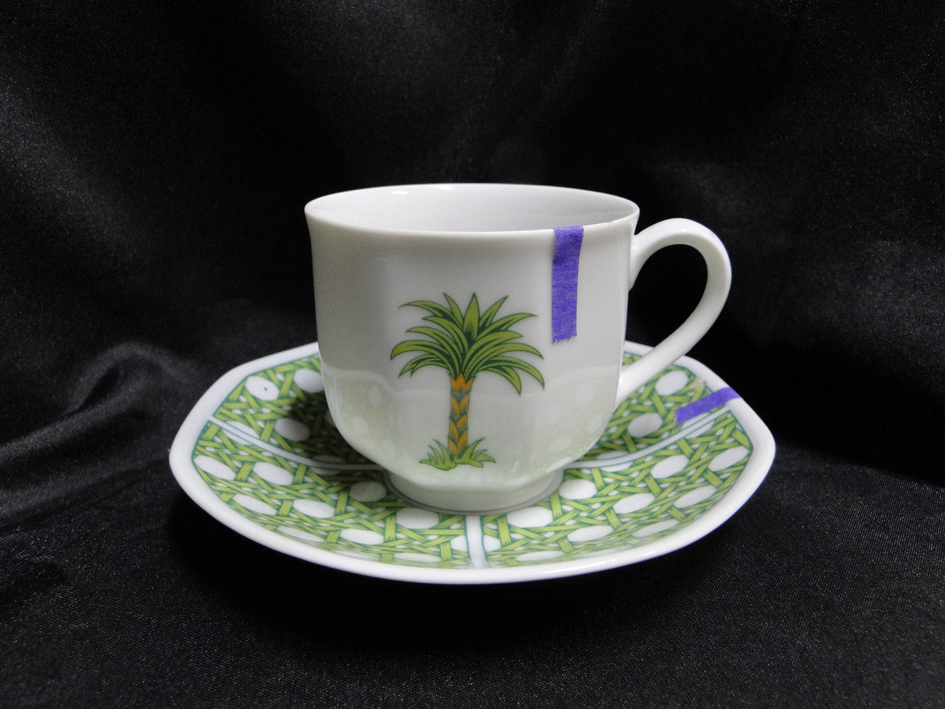 Villeroy & Boch Caribic, Green Palm Tree: Demitasse Cup & Saucer Set, As Is