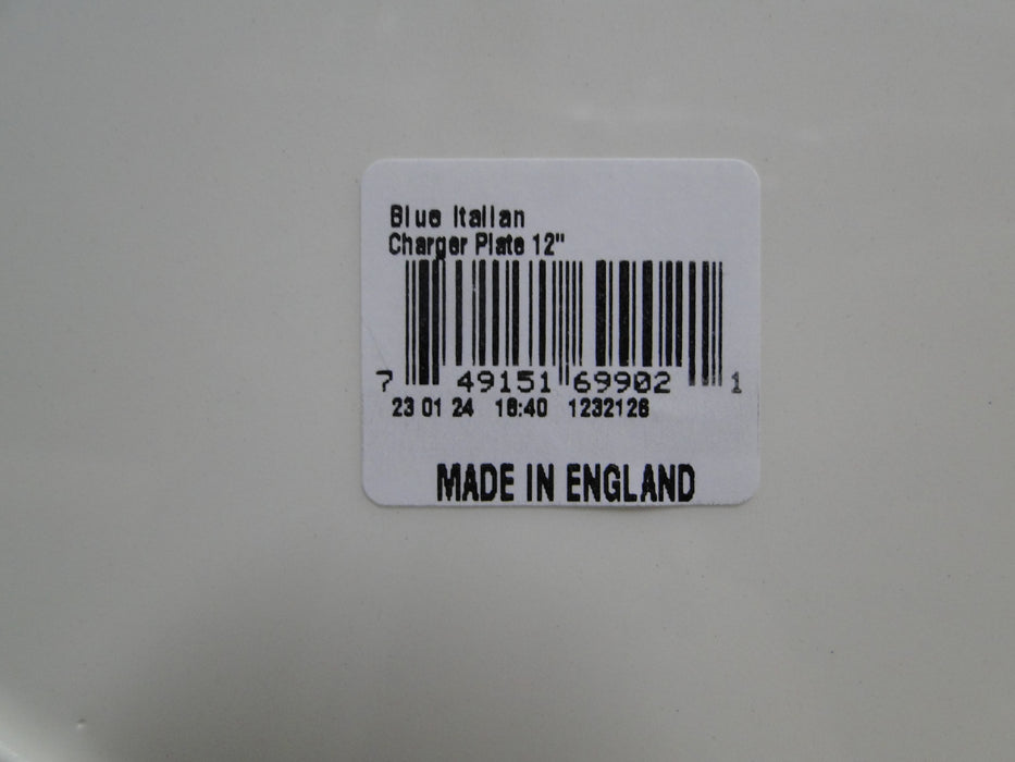 Spode Italian, Blue Scene, England: NEW Charger Plate (s), 12", Box