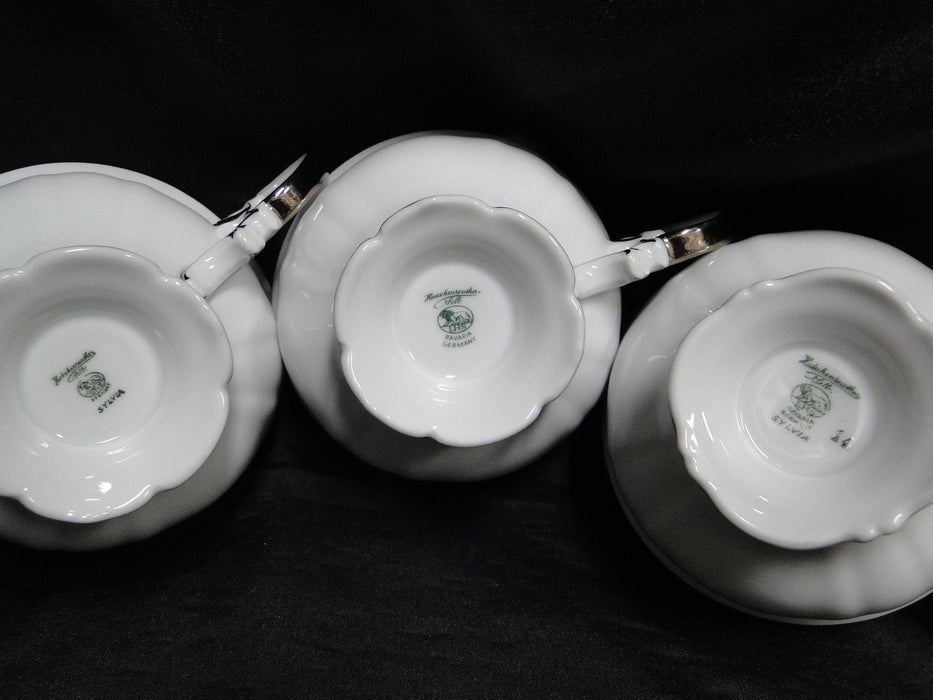 Hutschenreuther Revere, White w/ Platinum: Cup & Saucer Set (s), 2 1/4"