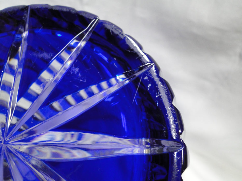 Cobalt Cut to Clear, Pears, Stars, Fans, Czech: Vase, 11 3/4" Tall --  CR#111F