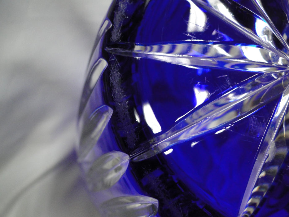 Cobalt Cut to Clear, Pears, Stars, Fans, Czech: Vase, 11 3/4" Tall --  CR#111F