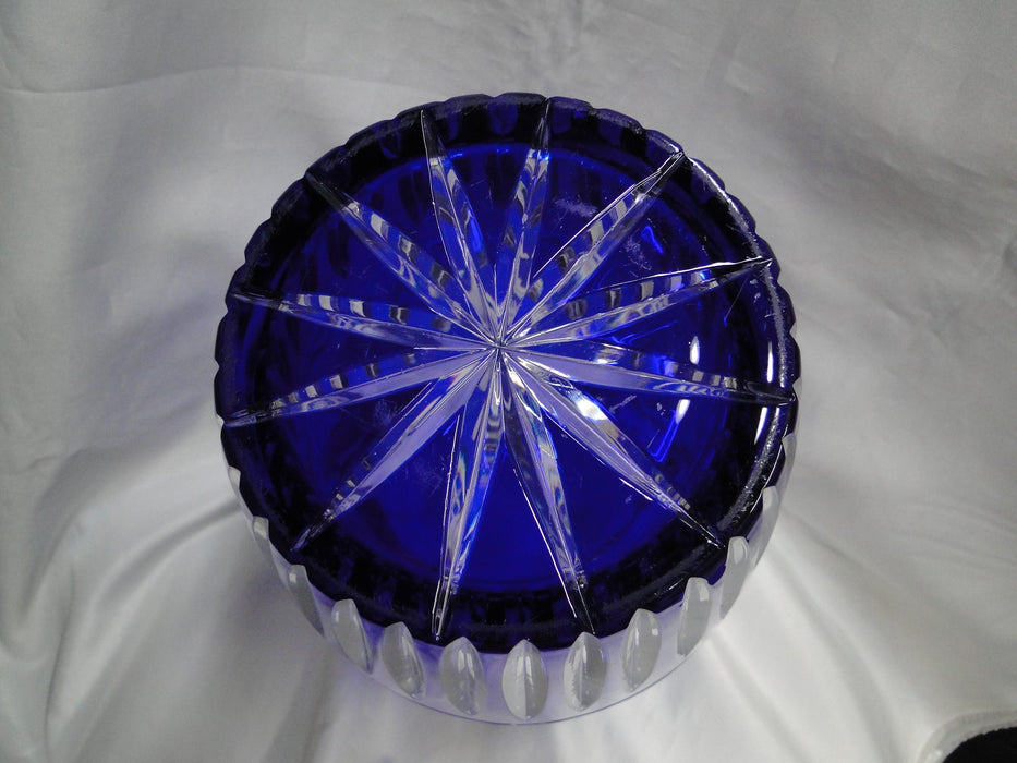 Cobalt Cut to Clear, Pears, Stars, Fans, Czech: Vase, 11 3/4" Tall --  CR#111F