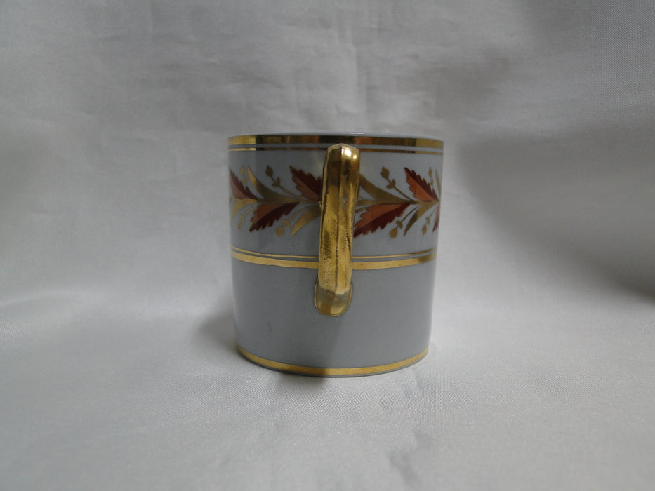 Spode Y4942, Red, Pink, & Gold Leaves on Gray: Demitasse Cup & Saucer Set 2 1/4"