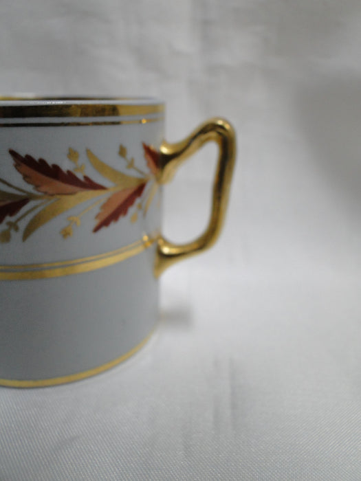 Spode Y4942, Red, Pink, & Gold Leaves on Gray: Demitasse Cup & Saucer Set 2 1/4"