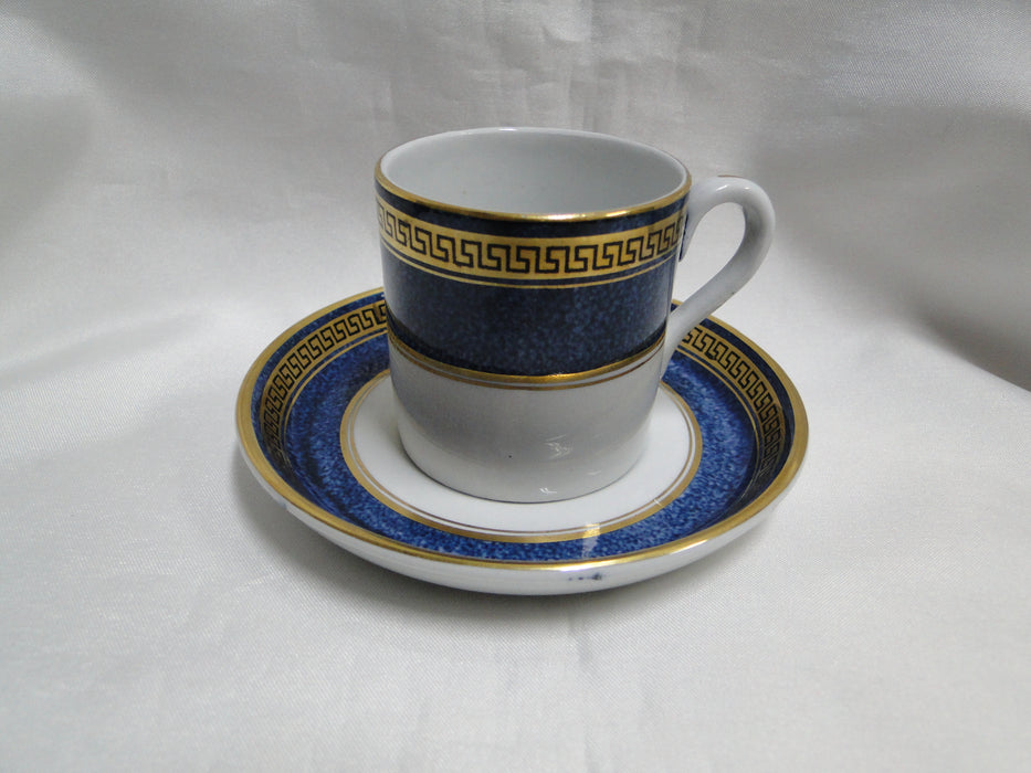 Minton Gold Greek Key on Blue Band: Demitasse Cup & Saucer Set, 2 1/8"