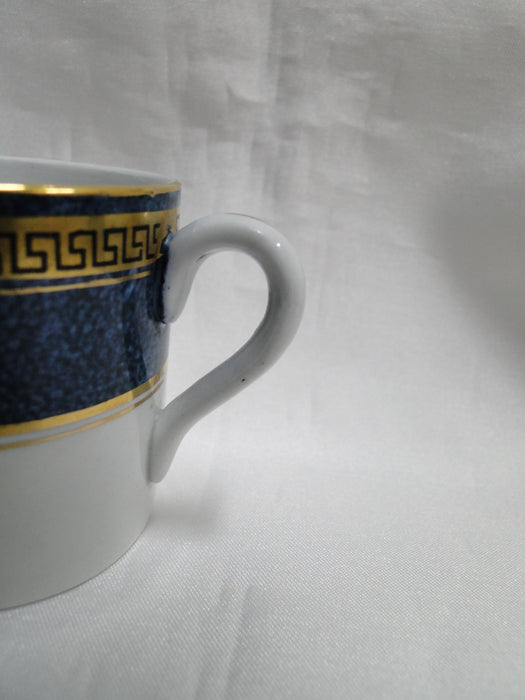 Minton Gold Greek Key on Blue Band: Demitasse Cup & Saucer Set, 2 1/8"