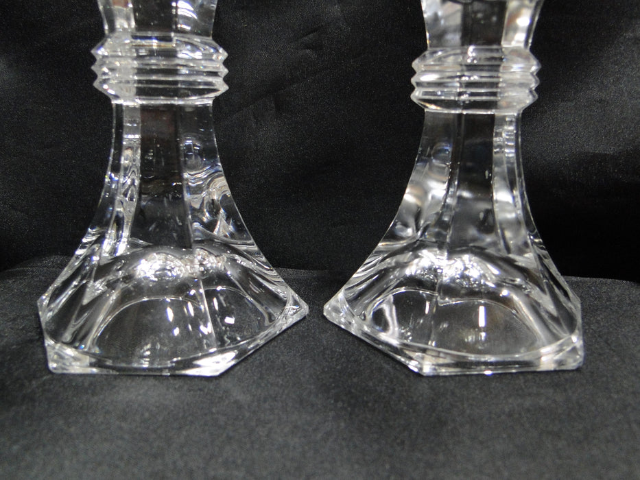 Clear, Hexagonal: Pair of Candlesticks, 4 3/4" Tall -- MG#024