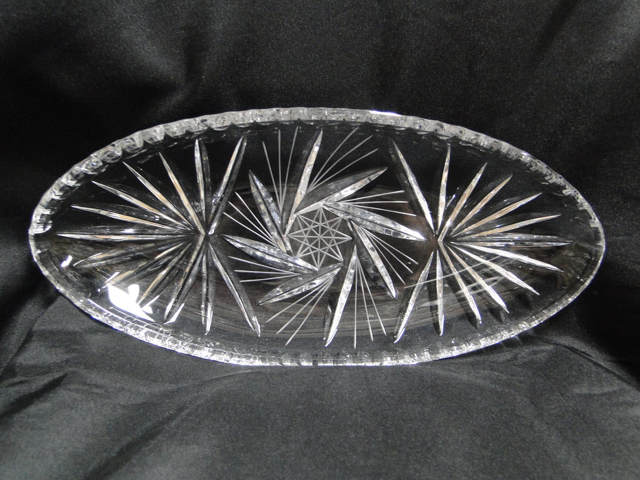 Clear, Cut Fans & Star, Thumbprint Edge: Oval Relish Dish, 11" x 5", MG#084