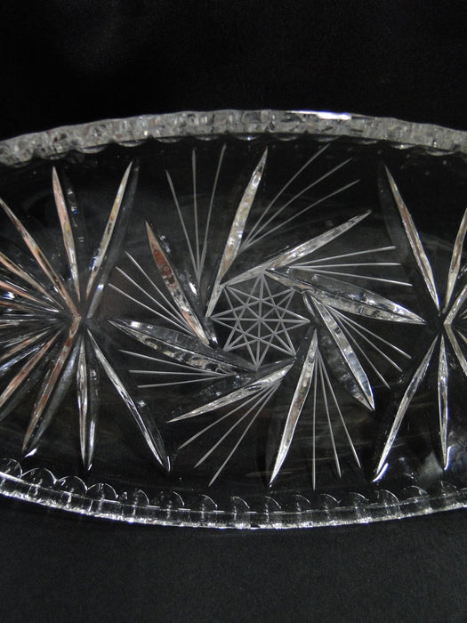 Clear, Cut Fans & Star, Thumbprint Edge: Oval Relish Dish, 11" x 5", MG#084