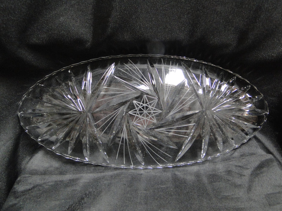 Clear, Cut Fans & Star, Thumbprint Edge: Oval Relish Dish, 11" x 5", MG#084
