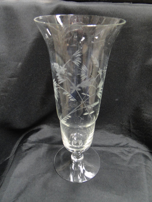 Clear, Tall, Etched Flowers: Vase, 4 1/4" x 10 1/2" Tall --  MG#224