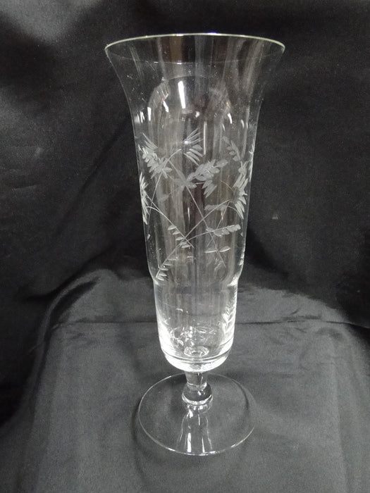 Clear, Tall, Etched Flowers: Vase, 4 1/4" x 10 1/2" Tall --  MG#224