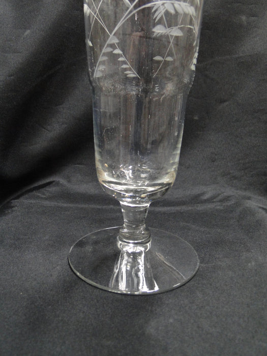 Clear, Tall, Etched Flowers: Vase, 4 1/4" x 10 1/2" Tall --  MG#224