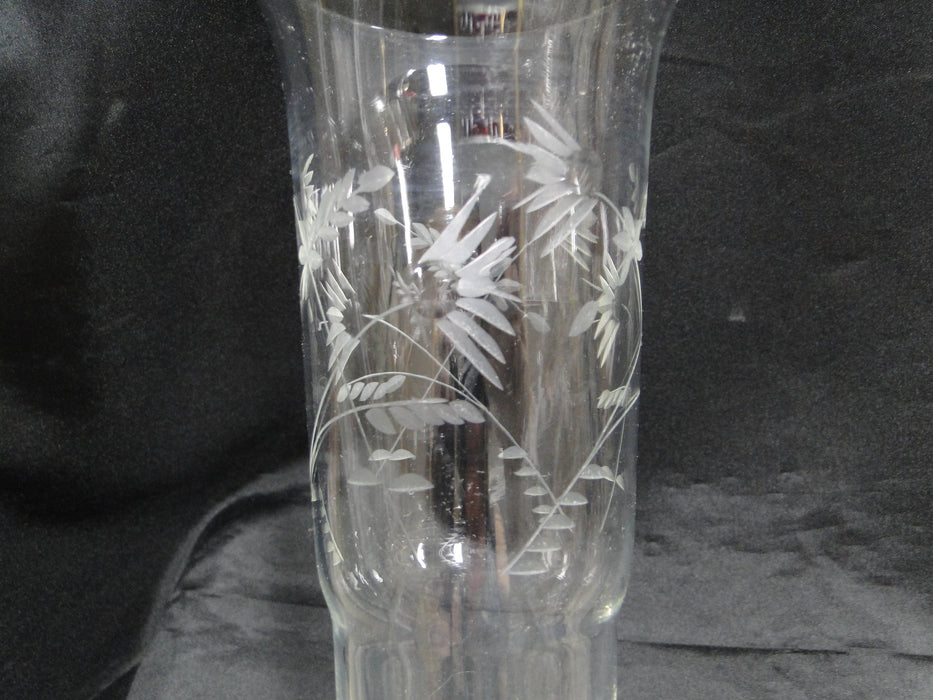 Clear, Tall, Etched Flowers: Vase, 4 1/4" x 10 1/2" Tall --  MG#224