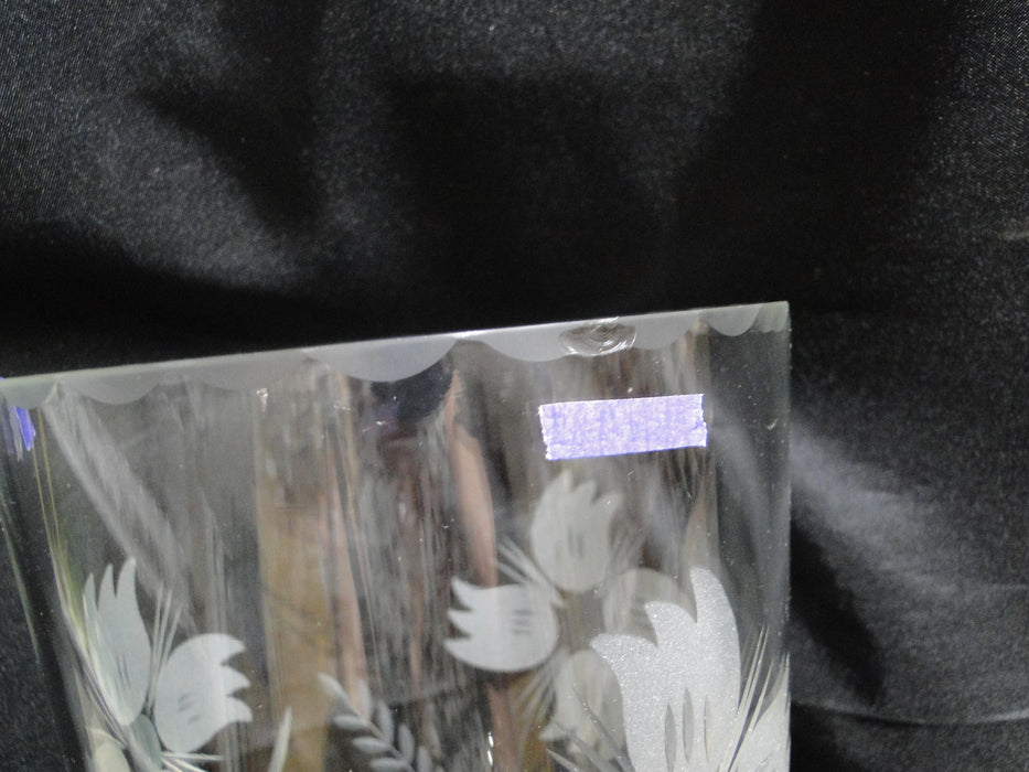 Clear, Frosted Floral: Flower Vase, 11 1/8" Tall, As Is --  MG#240
