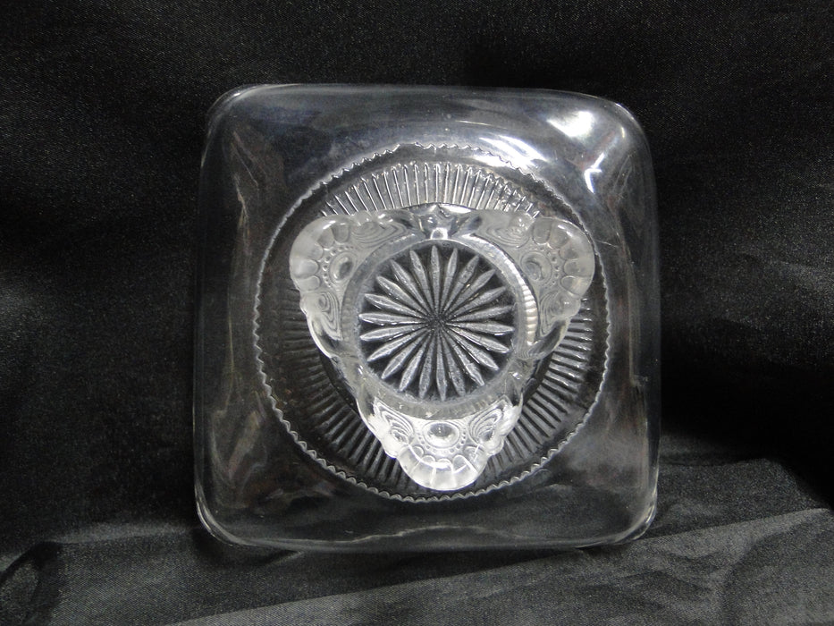 Clear, Pressed: Square Footed Dish,  5 3/4" x 2 3/4" Tall, MG#249