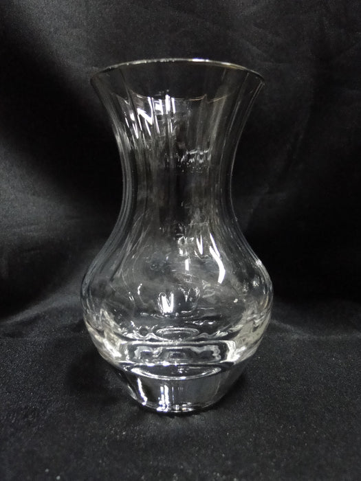 Clear w/ Ridges, Gold Trim: Vase, 4 1/4" Tall, 2 1/2" Widest Diameter -- MG#270