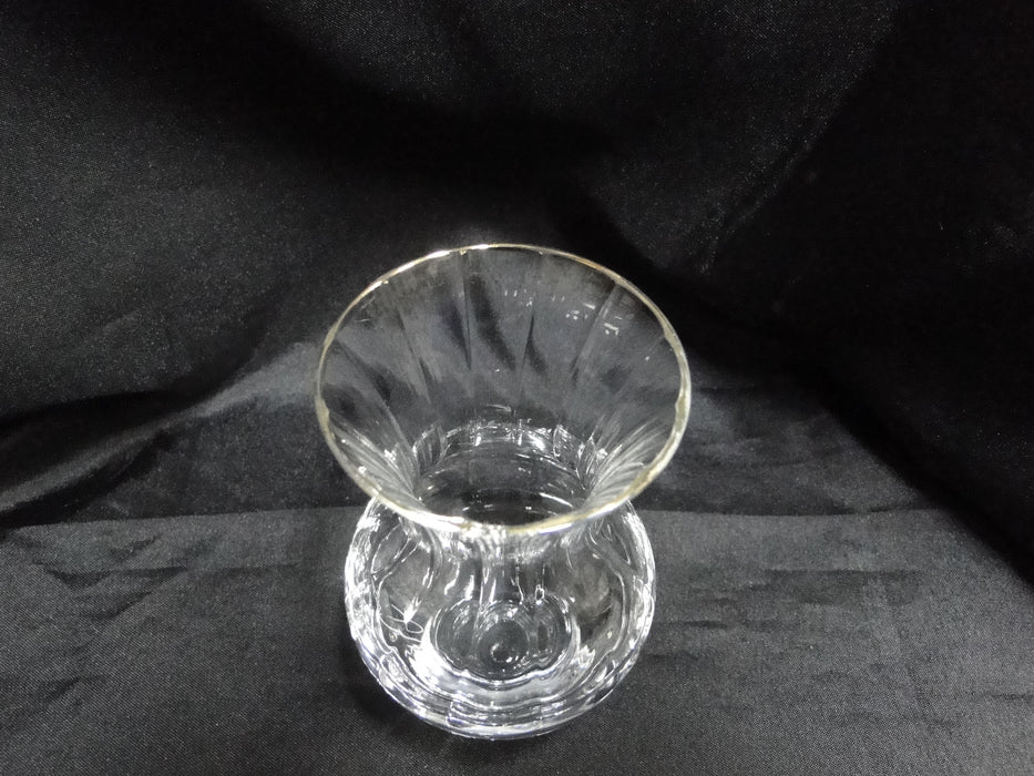 Clear w/ Ridges, Gold Trim: Vase, 4 1/4" Tall, 2 1/2" Widest Diameter -- MG#270
