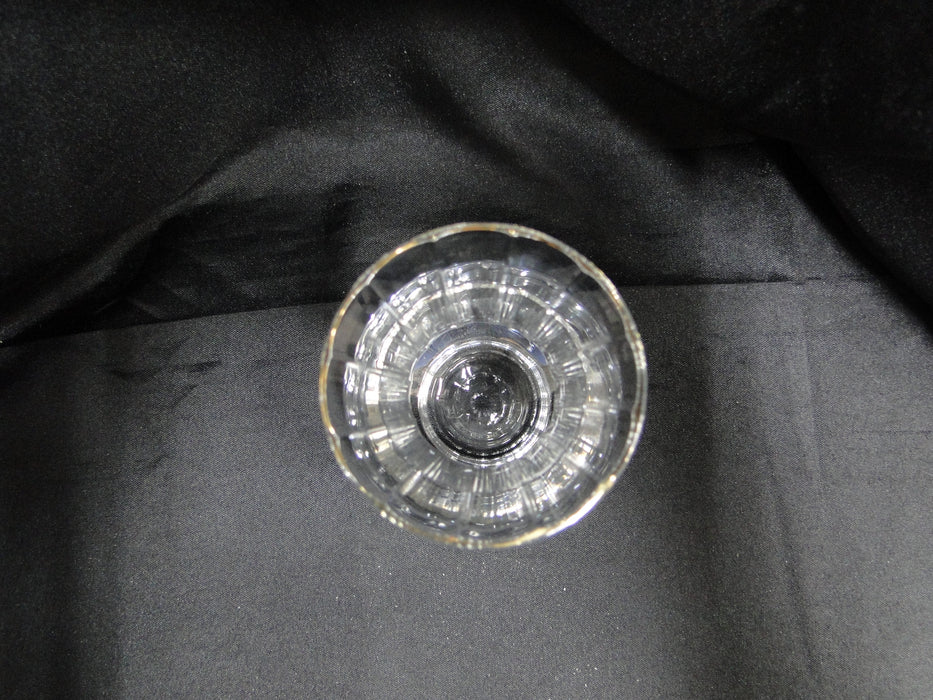 Clear w/ Ridges, Gold Trim: Vase, 4 1/4" Tall, 2 1/2" Widest Diameter -- MG#270