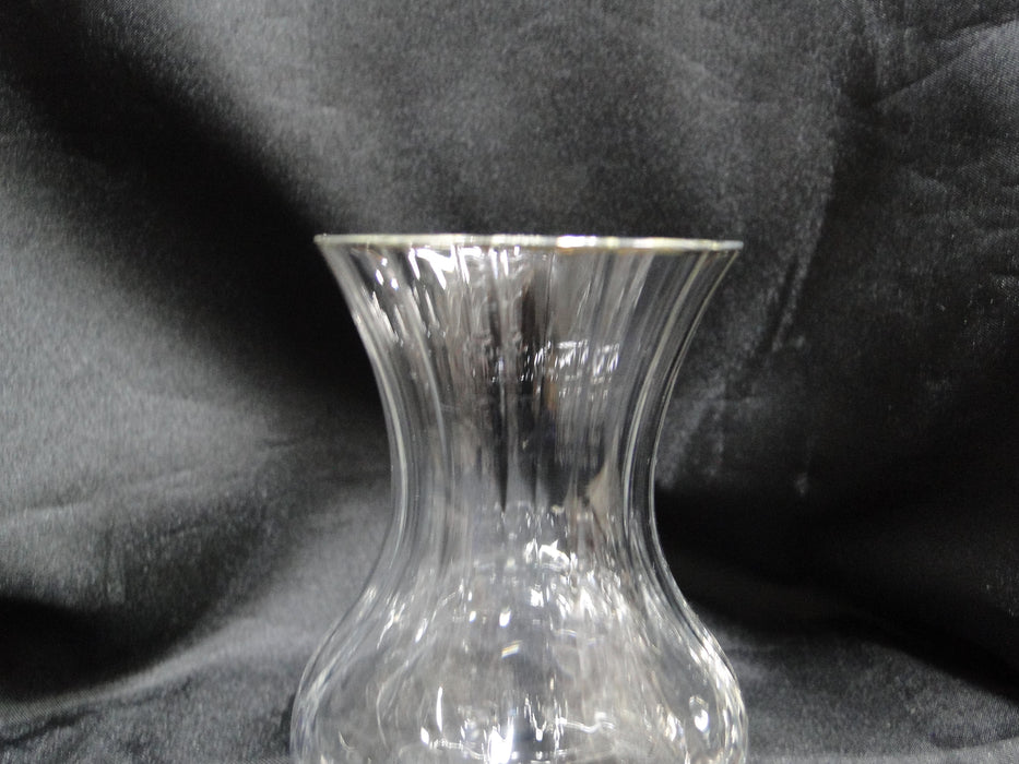 Clear w/ Ridges, Gold Trim: Vase, 4 1/4" Tall, 2 1/2" Widest Diameter -- MG#270