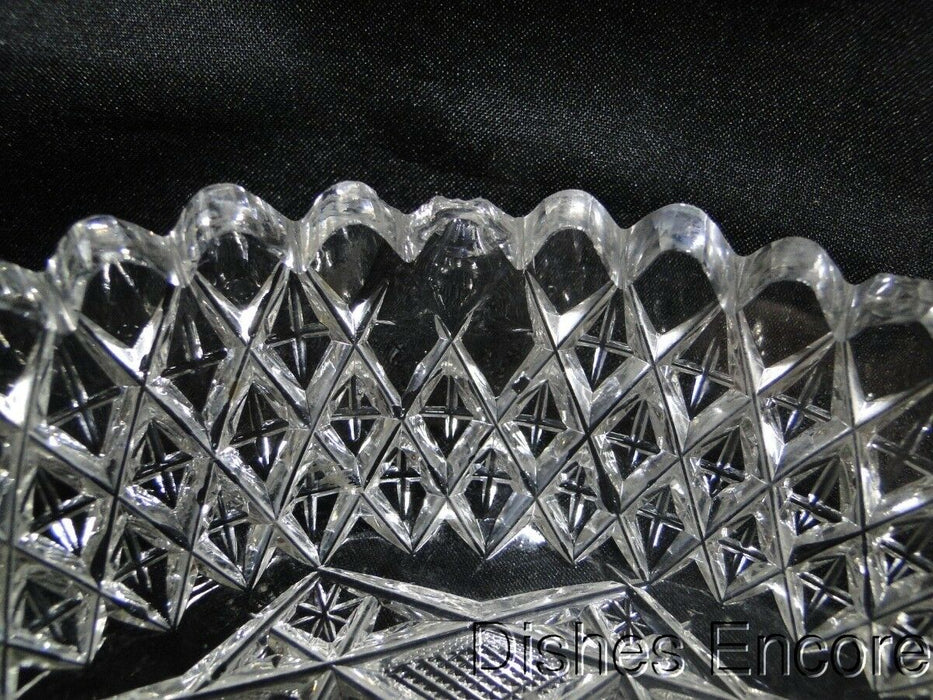 Cut Glass Bowl, Diamond Sides, Star Bottom, MG#149, 6" x 1.5", As Is