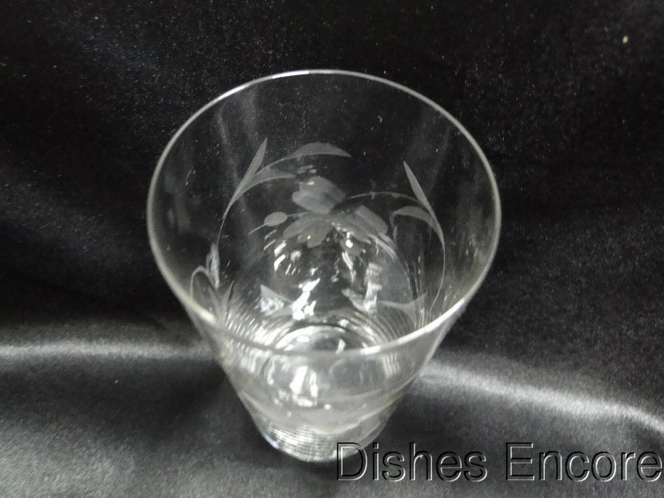 Clear w/ Gray Cut Flowers & Leaves: Flat Tumbler (s), 5 1/8" -- CR#088