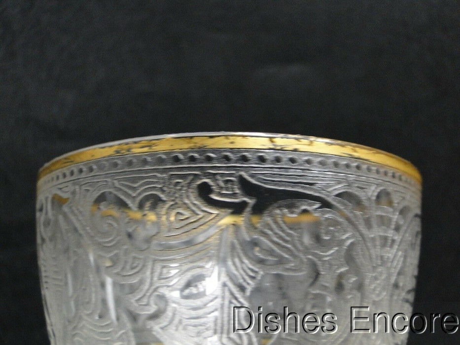Glastonbury Lotus Brocade, Gold Trim: Wine Goblet (s), 6" Tall