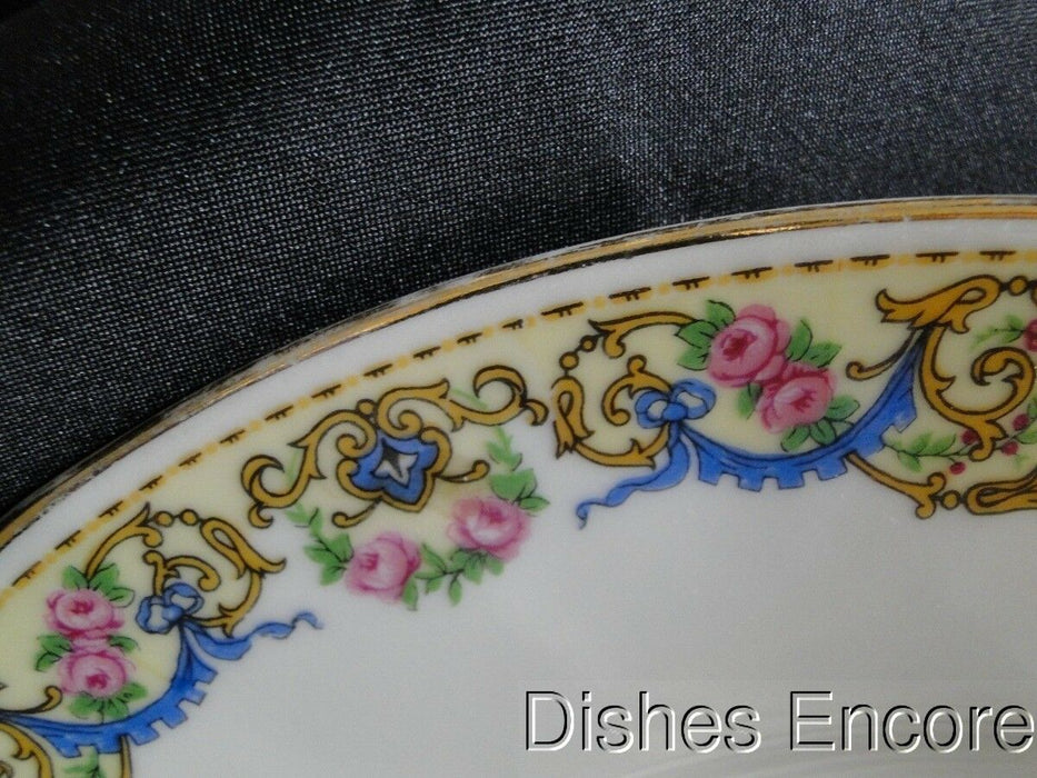 Charles Ahrenfeldt, Limoges, Roses, Gold Scrolls, Blue Ribbons: Platter, 16 3/8"