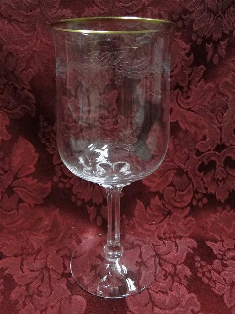 Lenox Holiday Crystal, Older, Etched Holly: Water or Wine Goblet, 7 1/8" Tall