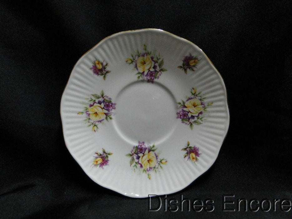 Royal Dover Yellow Roses, Purple Flowers: Demitasse Cup & Saucer Set, 2 3/8"
